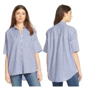 Madewell Short Sleeve Gingham Boyfriend Button Up